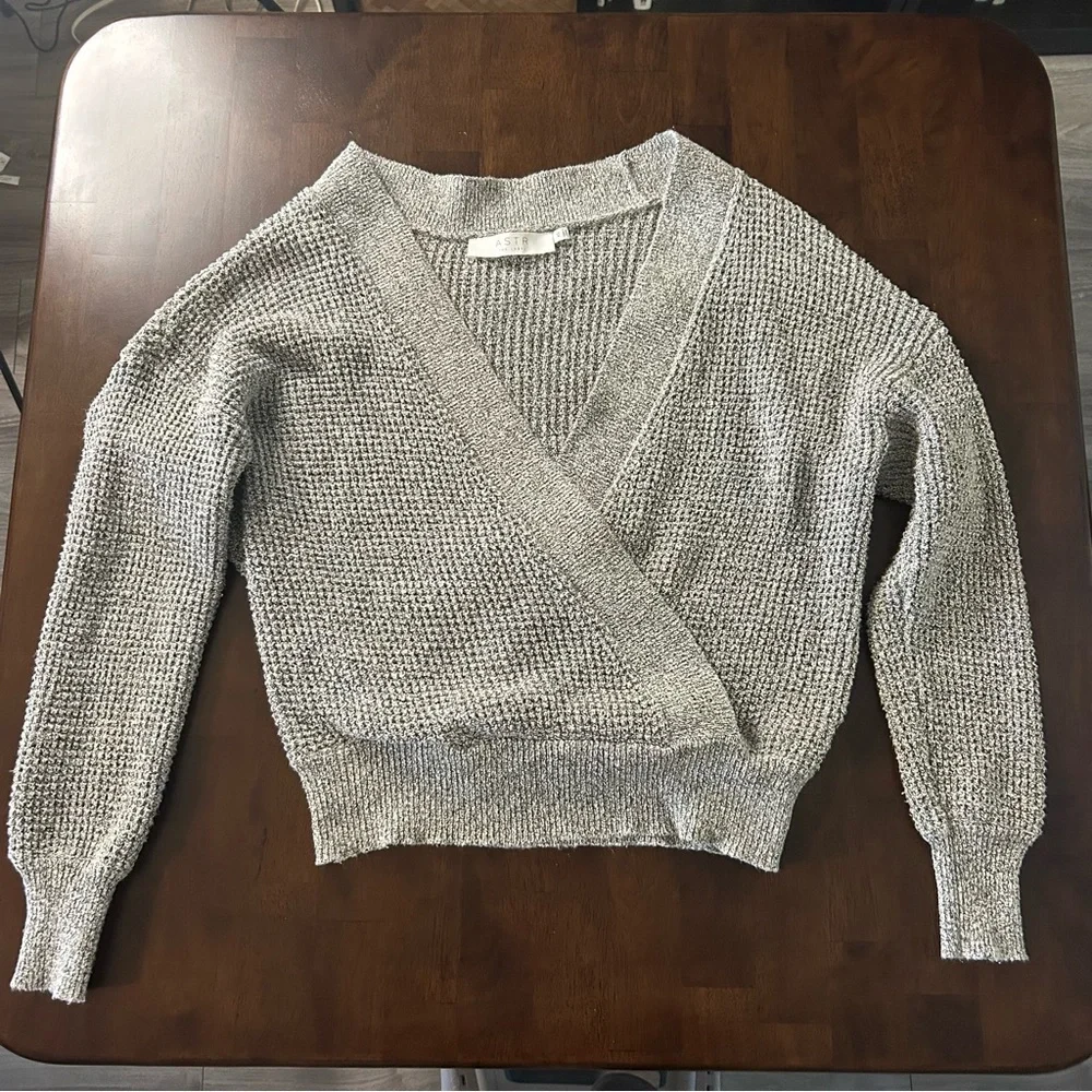 ASTR The Label Stephanie Surplice Neck Sweater Gray Size XS - Picture 2 of 14